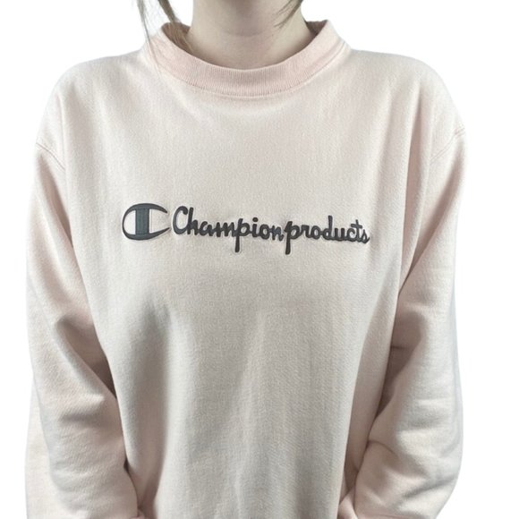 Champion Pink Reverse Weave Crewneck Sweatshirt M - Picture 1 of 7
